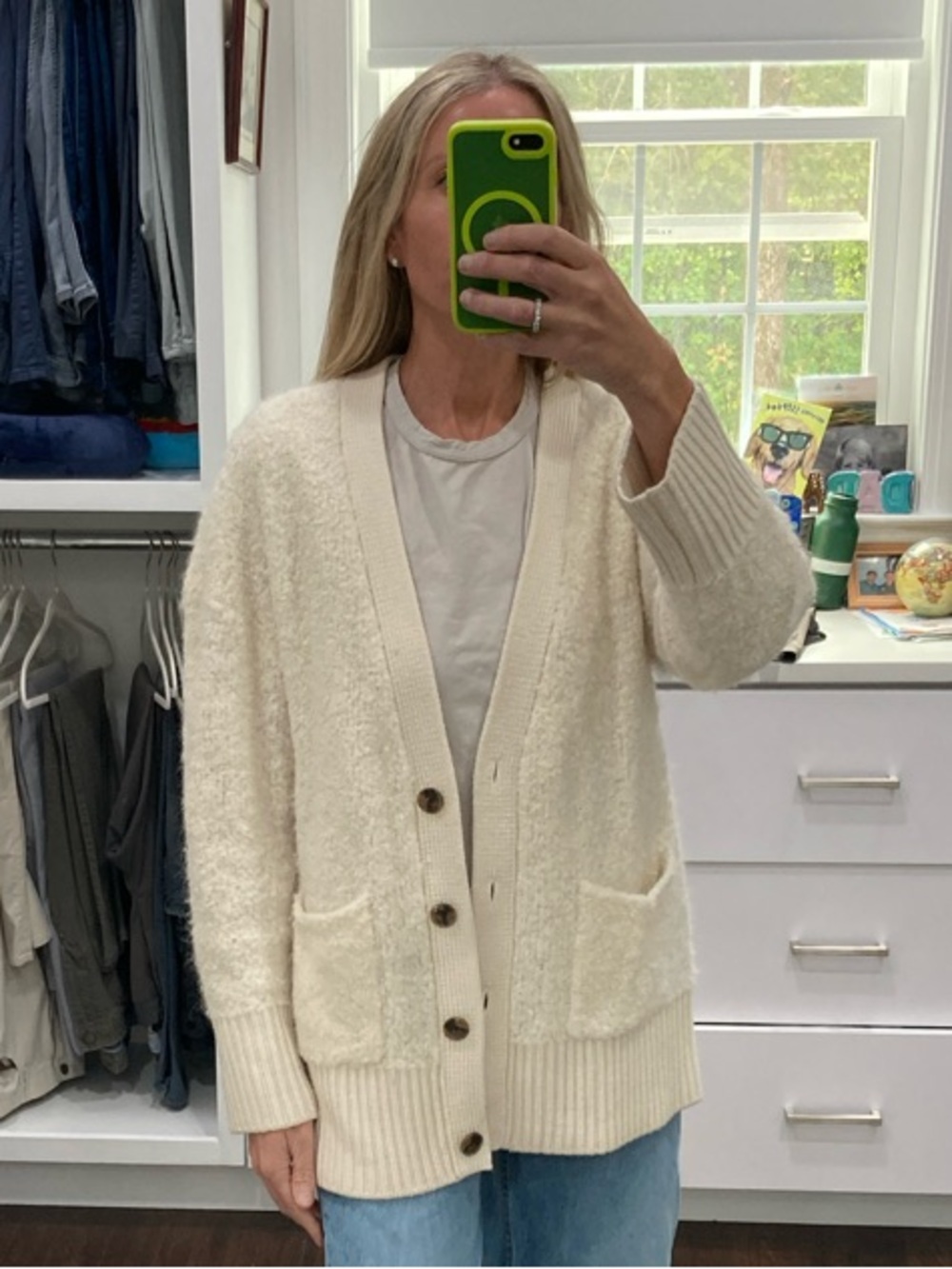 Banana Republic Cream Button-Front Knit Cardigan